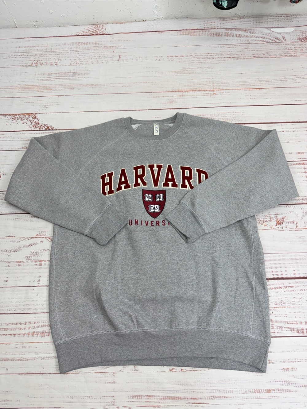The Harvard Shop Unisex size Large Benchmark Crew Premium Heather Sweatshirt